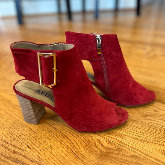 Vaneli Red Suede Bootie - Picture 1 of 6